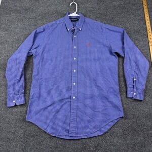 Ralph Lauren Classic Fit Mens Medium Blue Orange Check Button Down Shirt L/S